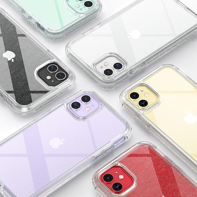 Diaclara Compatible with iPhone 11 Case, Full Body Rugged with Built-in Touch Sensitive Anti-Scratch Screen Protector, Soft TPU Bumper Case Clear Compatible with iPhone 11 6.1" (Clear Glitter)