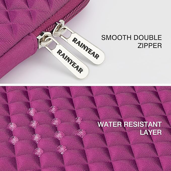 RAINYEAR 15 Inch Laptop Sleeve Diamond Foam Shock Resistant Padded Case Fluffy Lining Cover Carrying Bag Compatible with 15.4" MacBook Pro/Air, Surface Laptop 3/4 15", New XPS 15 Touch (Rose Red)