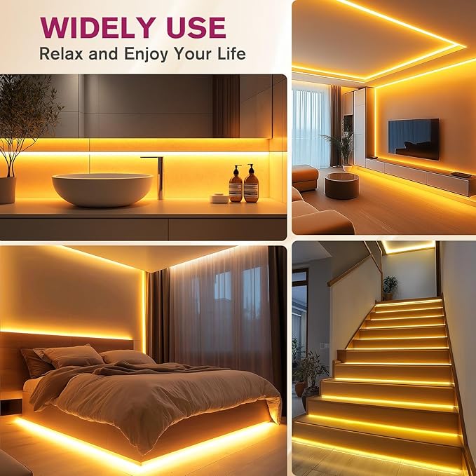 EMITEVER COB LED Strip Lights Warm White, 2700K Tape Light Premium High Density, DC 24V, 360+Lumens/ft, 2560LEDs/Spool, Ra 90+, 16.4ft/5m, UL Listed 5 Year After-Service (Power Supply Sold Separately)