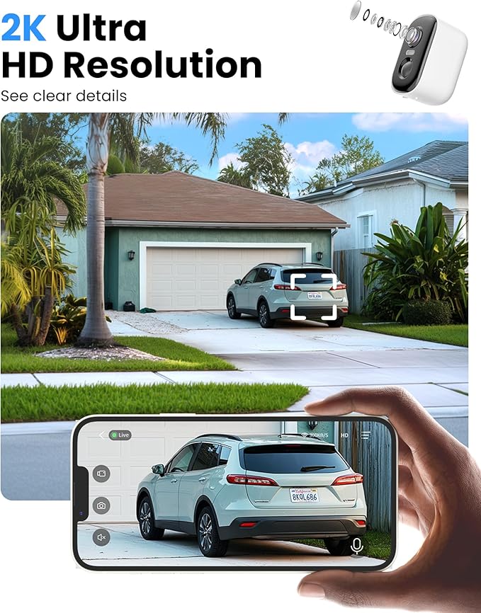MISECU 2K Security Cameras Wireless Outdoor, WiFi Cameras for Home Security with Solar Panel, Spotlight Color Night Vision, AI Motion Detection, Siren Alarm, 2-Way Talk, IP66, Cloud/SD Storage