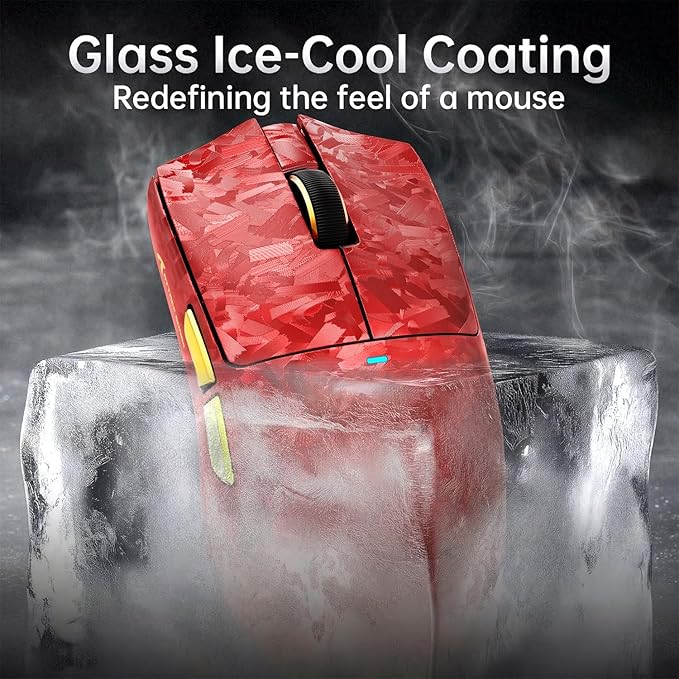 ATTACK SHARK X11 Ultra 8K Carbon Fiber Wireless Gaming Mouse with 42000 DPI-PAW3950 MAX Sensor-63g Lightweight,Nordic 54L15 MCU Chip,Wired/BT/2.4Ghz,100 Million Clicks,Programmable for PC Mac FPS(Red)