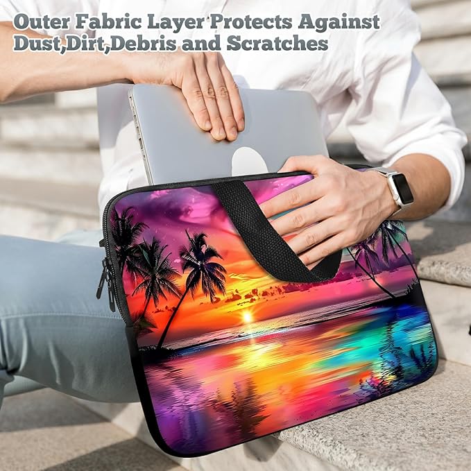 Laptop Sleeve Case Bag 13 inch, Summer Sunset Colorful Sky Slim Carrying Case Handbag Travel Laptop Bag for 13 inch MacBook Air M3/M2/Pro M2/ 13" iPad Pro/Air M4/M2 2024