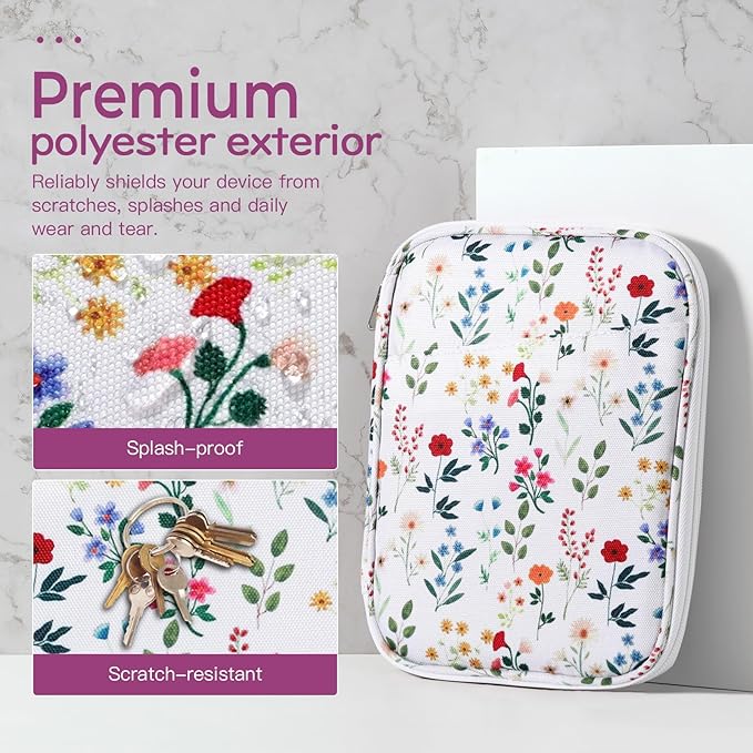Dadanism 9-11 Inch Tablet Sleeve Bag Carrying Case for iPad (A16) 11th Gen 11", iPad 10th Gen 10.9" Air 5/4, iPad Air M4/Pro M5 11", iPad 9/8/7th Gen 10.2", Galaxy Tab A11+ Plus 11", Blooming Bouquet