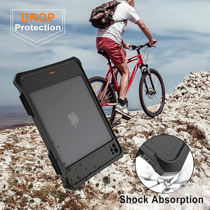 Ultimate Protection Compatible with iPad Pro 11 M4 2024 M5 2025 Released 11 Inch - Waterproof, Shockproof, and Dustproof Case Ages and Activities (Black)