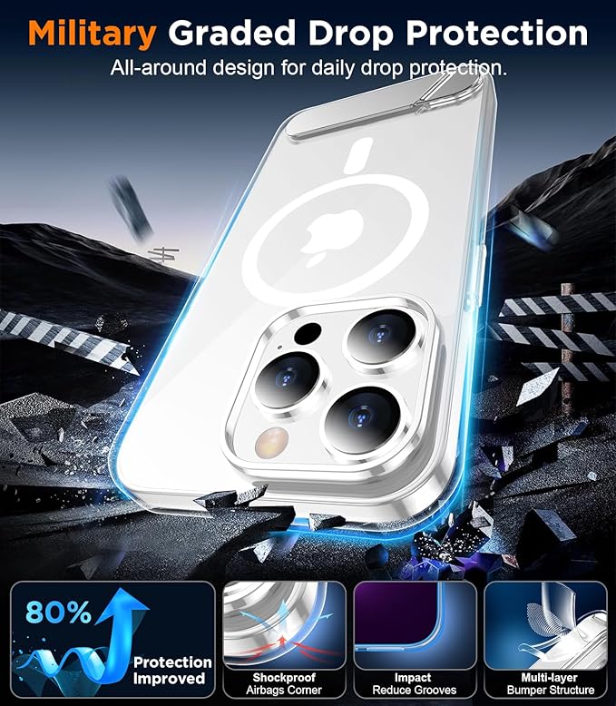 Magnetic Compatible with iPhone 13 Pro Case, [Built-in Invisible Kickstand][Compatible with MagSafe] [Military Grade Shockproof] Slim Thin Phone Case for iPhone 13 Pro 6.1"