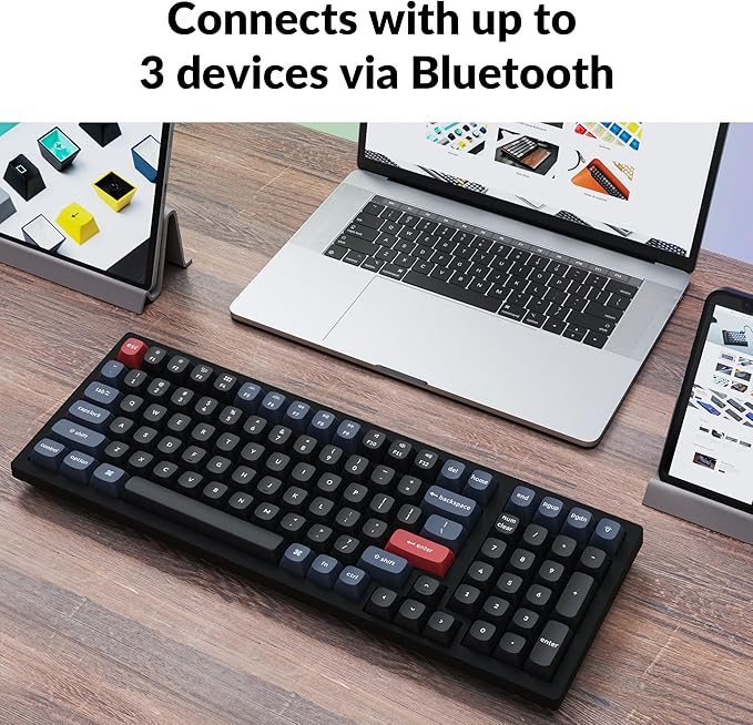 Keychron K4 Pro 96% Custom Wireless Mechanical Keyboard with Hot-Swappable K Pro Red Switch, QMK/VIA Programmable Macro Bluetooth/Wired Keyboard White LED Backlit for Mac Windows Linux - Black