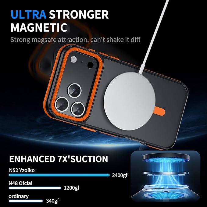 Strong Magnetic for iPhone 17 Pro Max case [10Ft Military-Grade Protection] Compatible with fit MagSafe Shockproof Slim Thin Cover case for iPhone 17 Pro Max 6.9 inch, Orange