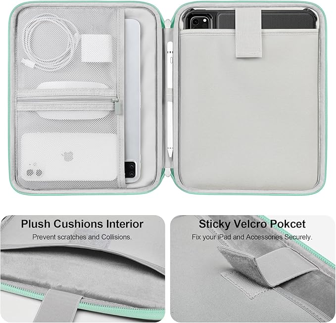 Lacdo Tablet Sleeve Bag Carrying Case for 11 inch iPad A16 / 11 inch iPad Air M4 M3 M2 / 11" iPad Pro M5 M4 / 10.9" iPad / 10.2" iPad / 10.9" iPad Air, 11" Samsung Galaxy Tab A9+, iPad Sleeve, Green