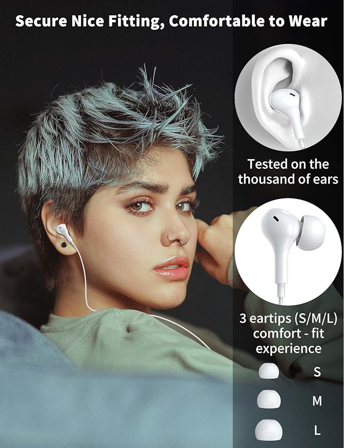 USB C Headphones for Samsung S26 Ultra S25 FE A16 A17,Right Angle Magnetic Wired Earbuds with Mic Control,Stereo Noise Isolation In-Ear Type C Earphone for iPhone 17 Pro Max 17e 16e 16 15 Pixel 10a 9a