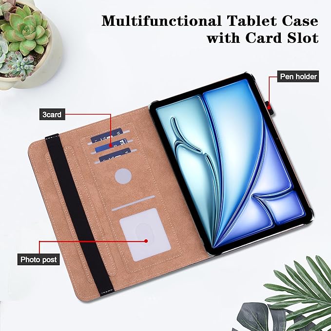 Compatible with iPad Air 11 Inch Case 8th/7th/6th Generation (M4/M3/M2) 2026/2025/2024, for iPad Air 5th/4th Generation Case 10.9 Inch 2022/2020 with Pencil Holder & Stand - Pink Butterfly