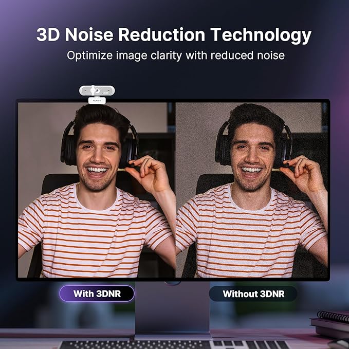 NexiGo N660P Pro 4K Webcam with Distortion-Free Lens, 1080p 60 fps Autofocus USB Streaming Camera, 3DNR, Noise-Canceling Mics & Privacy Cover, Web Cam for Gaming/Live Streaming/PC/Mac/Switch 2, White