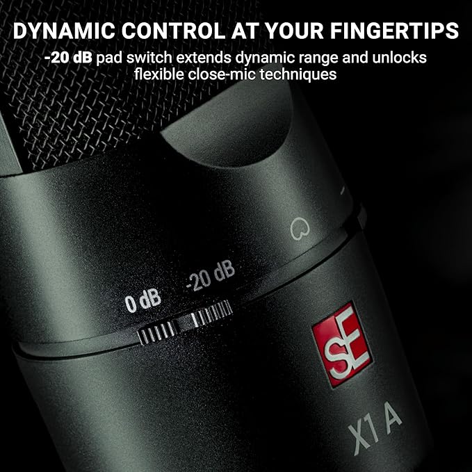 SE ELECTRONICS X1 A 2C Large Diaphragm Condenser Microphone with 100 Hz Filter & -20 dB Pad - XLR Condenser Mic for Singing & Instruments - Professional Studio Microphone for Recording (White)