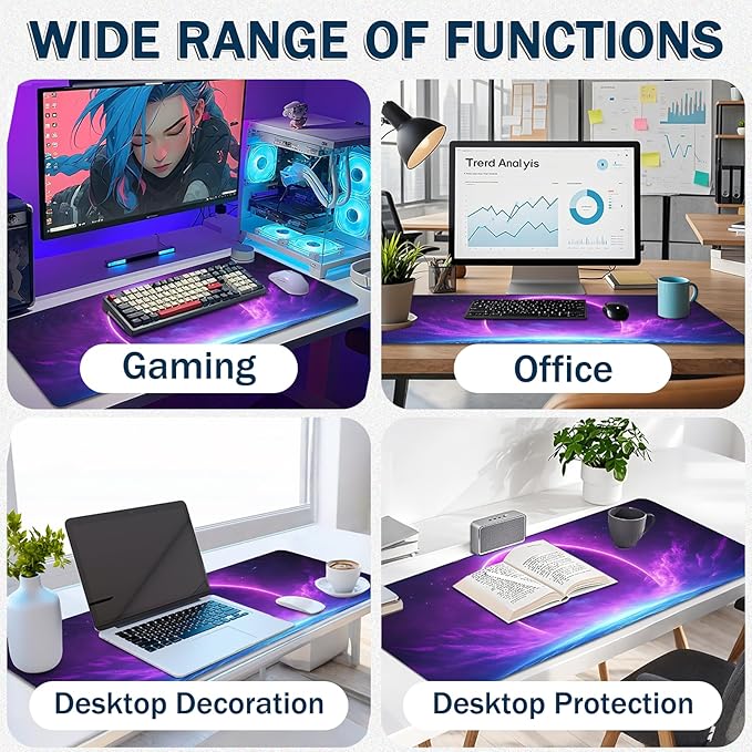 Extended Mouse Pad for Gaming & Office - 31.5"x11.8" Large Desk Mat with Smooth Surface and Stylish Design for PC, Home Office Decor, and Work