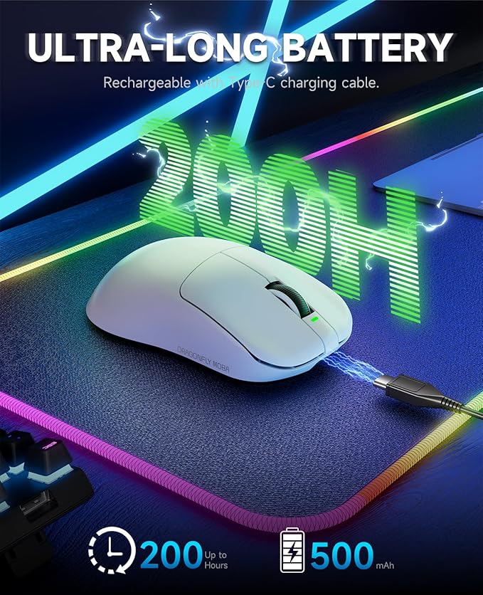 VGN Dragonfly F1 MOBA Wireless Gaming Mouse, 55g Ultralight, PAW3395 26K DPI Optical Sensor, Optimized Tactile Click Feel, Anti-Slip Silver Coating Grip, 4000Hz Polling Supported, Esports Mouse, White