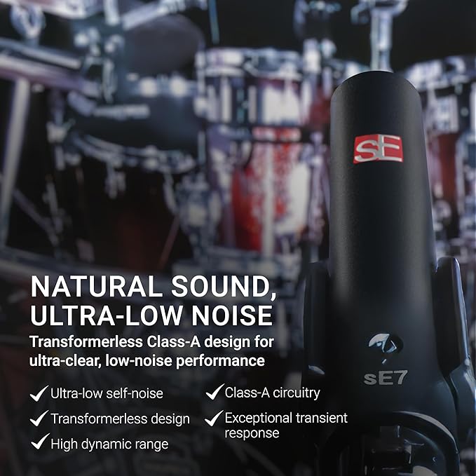 SE ELECTRONICS - sE7 Small Diaphragm Cardioid Condenser Microphone with Clip, Factory Matched Pair