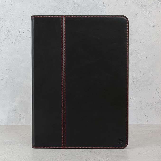 Casemade Real Leather Case Compatible with iPad 10.2” 7th/8th/9th Gen (2019/2020/2021) - Full-Grain Leather Cover, Auto Sleep/Wake, Dual Stand Position (Black)