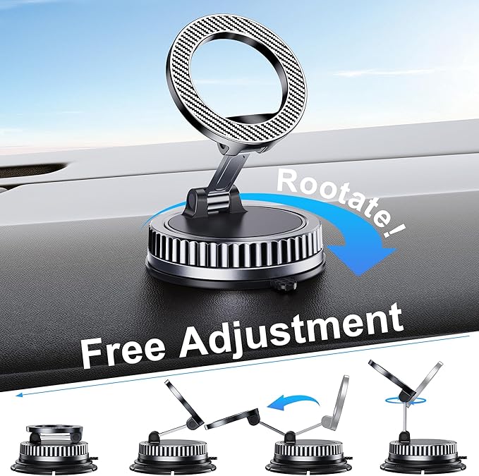 Car Phone Holder for Magsafe [2026 89+LBS Suction & 3700gf Magnetic] 360° Adjustable cell Phone Mount, Phone Holders for Your Car Dashboard & Windshield with Dash Accents for iPhone 17-12 Series