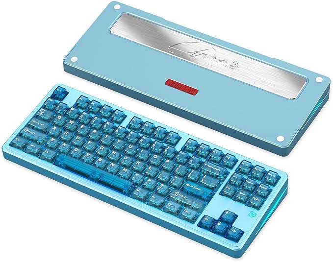 PMOKEY Aurora 80 CNC Full Aluminum Wireless Mechanical Keyboard with VIA/QMK, 8000mah Battery, Arctic Tactile Switch, Tri-Mode Gaming Keyboard Hot Swappable RGB Backlit for Windows/Mac/PC (Ultra Blue)
