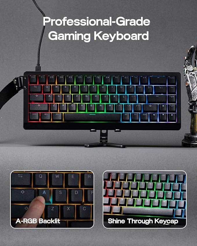 EPOMAKER HE68 Lite Hall Effect Gaming Keyboard, 8k Polling & 128K Scan Rate, 0.005mm Adjustable Trigger, 0.125ms Latency, 5-Layer Sound-Dampened, Snap Key, SOCD, A-RGB, Wired, Mac Software (Black)