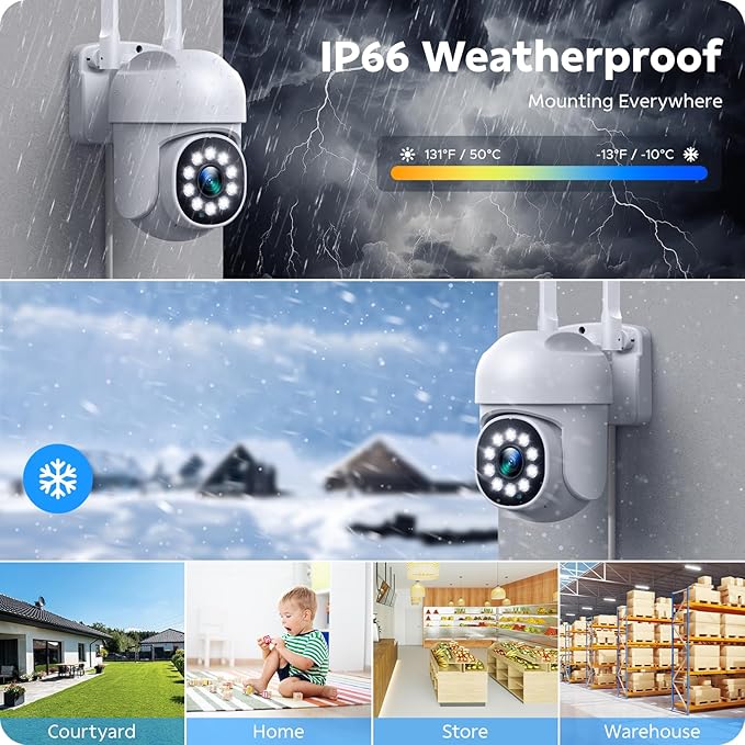 Wireless Security Camera System, CAMCAMP 24/7 Recording Security Cameras Wireless Outdoor 16CH NVR PTZ View 2.4G& 5G WiFi Auto Human Tracking Smart Color Night Vision for Home CCTV Surveillance Kit(8)