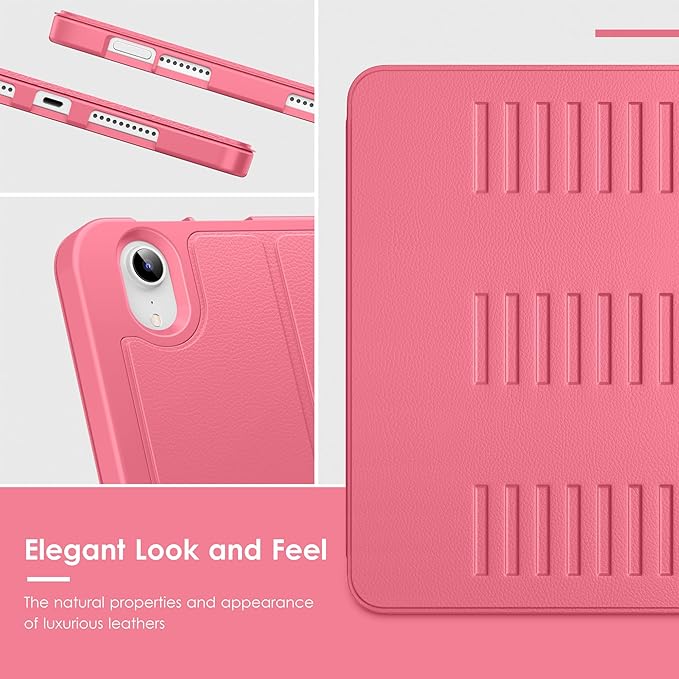 VIKESI Case for iPad mini 7 (A17 Pro) and iPad mini 6,Multiple Angles Magnetic Stand Cover,Shockproof Soft Back,Pencil Holder,and Auto Sleep/Wake,Watermelon