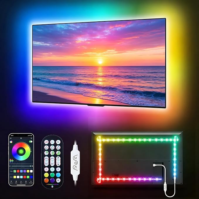 MATICOD LED Lights for TV Led Backlight, 16.4ft RGB Led Strip Lights for TV Lights Behind, USB Led Light Strip for 55-70in TV, Bluetooth APP Control Music Sync Strip Lighting for Christmas Decorations