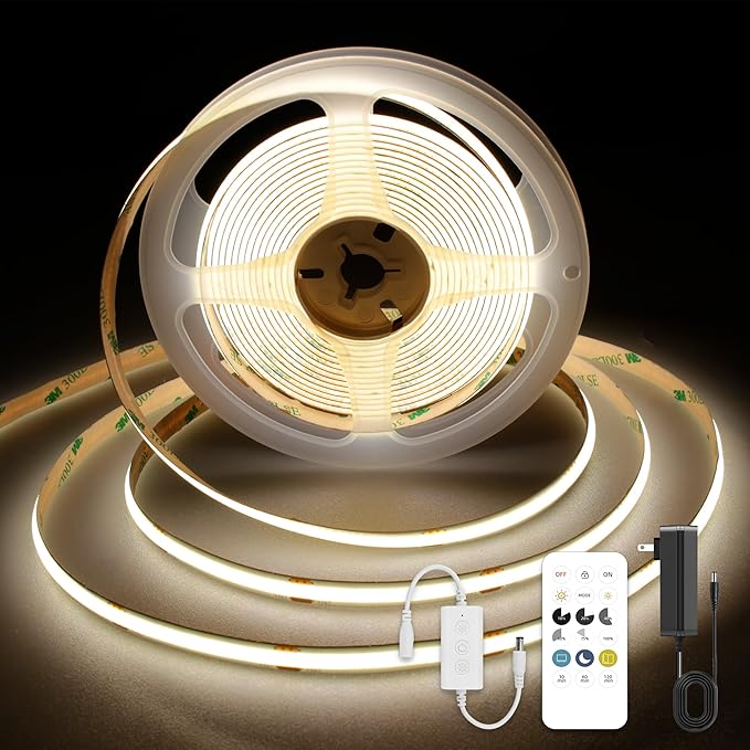 COB LED Strip Lights 9.84ft, Natural White 4000K LED Light Strip, DC24V Tape Light, CRI93+, Bluetooth App Control, Dimmable LED Strips for Bedroom,Cabinet,Living Room.