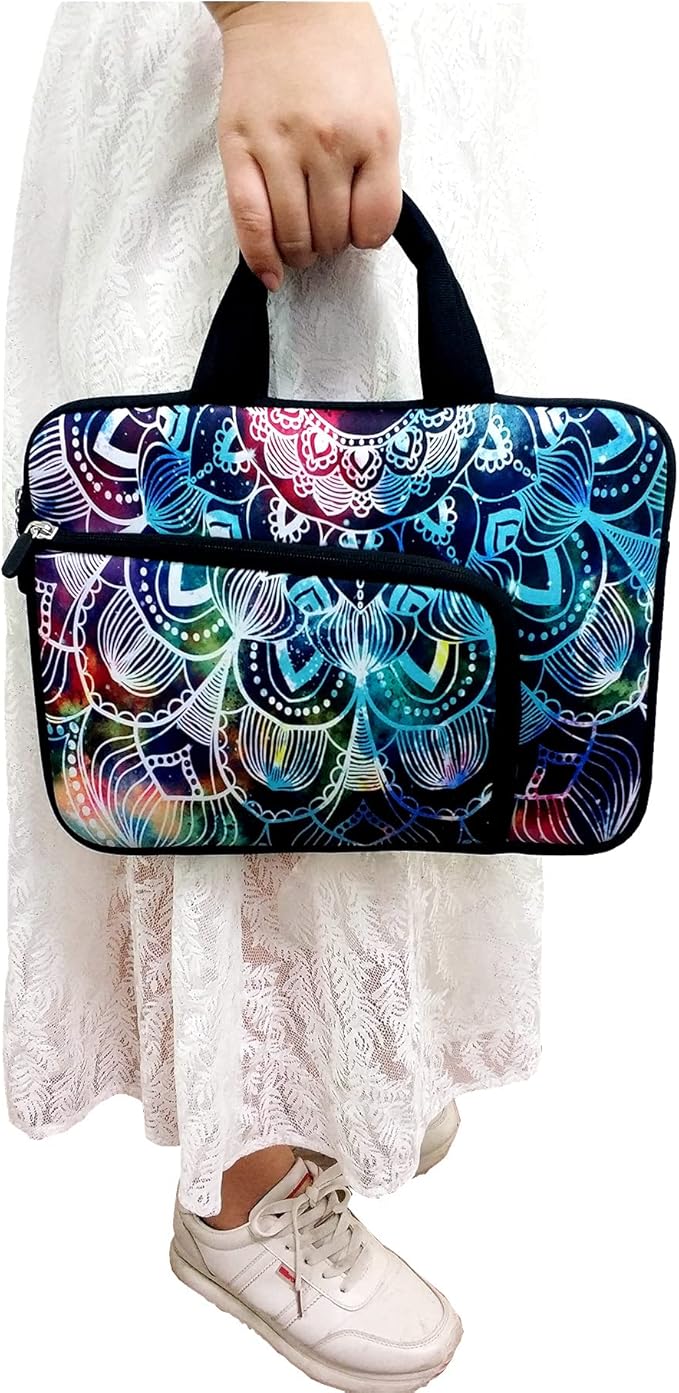 14 15 15.4 15.6 inch Laptop Handle Bag Computer Protect Case Pouch Holder Notebook Sleeve Neoprene Cover Soft Carrying Case with Extra Pockets for Dell Lenovo Toshiba HP Chromebook ASUS Acer(Mandala)