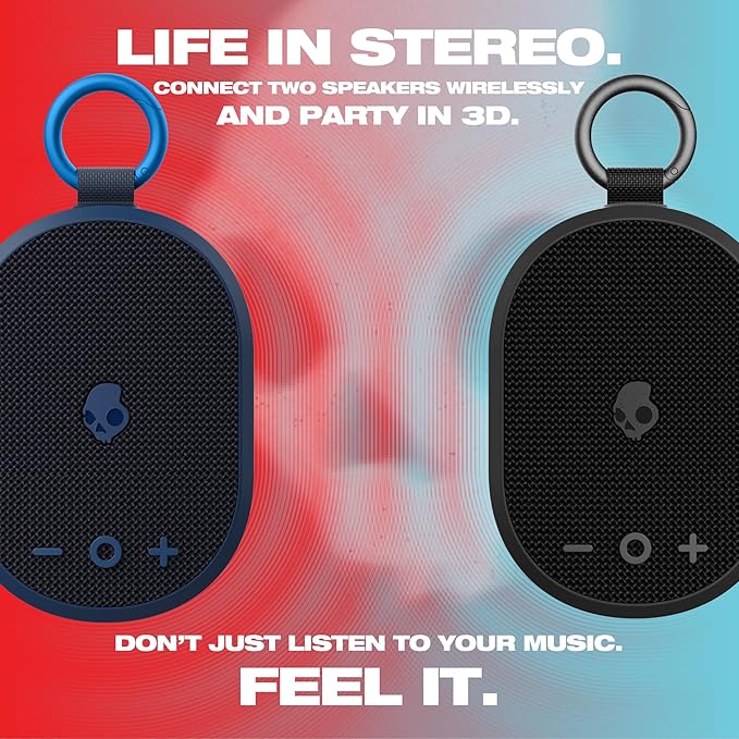 Skullcandy Kilo Wireless Bluetooth Speaker - IPX7 Waterproof Mini Bluetooth Speaker with 24 Hour Battery, Downward Firing Passive Radiator, and True Wireless Pairing - Perfect for Outdoor (Navy)