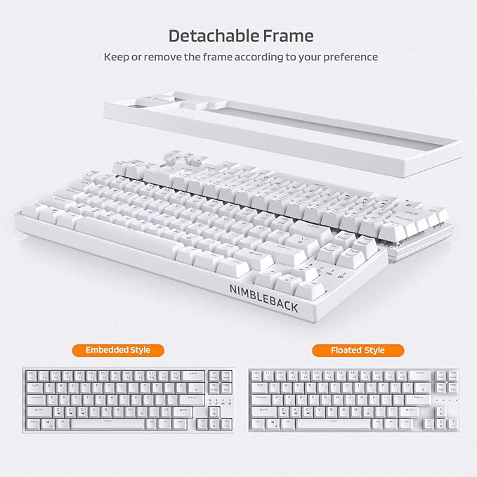 LTC NB681 Nimbleback Wired 65% Mechanical Keyboard, RGB Backlit Ultra-Compact 68 Keys Gaming Keyboard with Hot-Swappable Switch and Stand-Alone Arrow/Control Keys (Hot Swappable Blue Switch, White)
