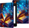 for 7" Kindle Paperwhite 12th Generation 2024/2025 & Kindle Colorsoft Signature Edition Tablet Case, Slim Kickstand Stand Leather Smart Cover with Auto Wake/Sleep, Book Blue Butterfly