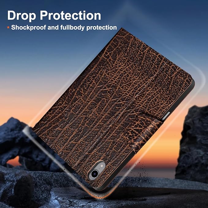 Gexmil Premium Leather Case for iPad mini 7 (A17 Pro) 2024 / iPad mini 6 Generation 2021 8.3 Inch,Pencil Holder, Magnetic Closure,Shockproof Cowhide Cover,Adjustable Stand,Buffalo Brown