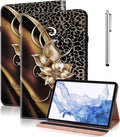 Case for iPad 10.2 & 10.5, iPad 9th /8th/7th Generation 10.2 inch 2021/2020/2019 - PU Leather Flip Stand Cover with Card Slots - Metallic Flower