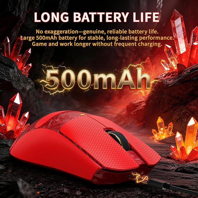 ATTACK SHARK X11Ultra 8K Carbon Fiber Wireless Gaming Mouse,Nordic 54L15 MCU,PAW3950MAX Sensor,59g Superlight,42000 DPI,BT/2.4Ghz/Wired Mouse with 100 Million Clicks,Programmable for Pc/Mac,Red pro