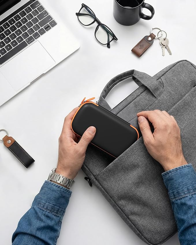 ProCase Hard Carrying Case for SanDisk Extreme/SanDisk Extreme Pro Portable External SSD, 500GB 1TB 2TB 4TB 8TB USB-C Solid State Drive, EVA Shockproof Travel Case with 2 SD Card Slots -OrangeBlack