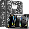 Soke Case for New iPad Pro 13 Inch (M5/M4, 2025/2024 Release), with Pencil Holder Trifold Stand Shockproof [Support Apple Pencil Charging + Auto Wake/Sleep], Soft TPU Back Cover, Book Black