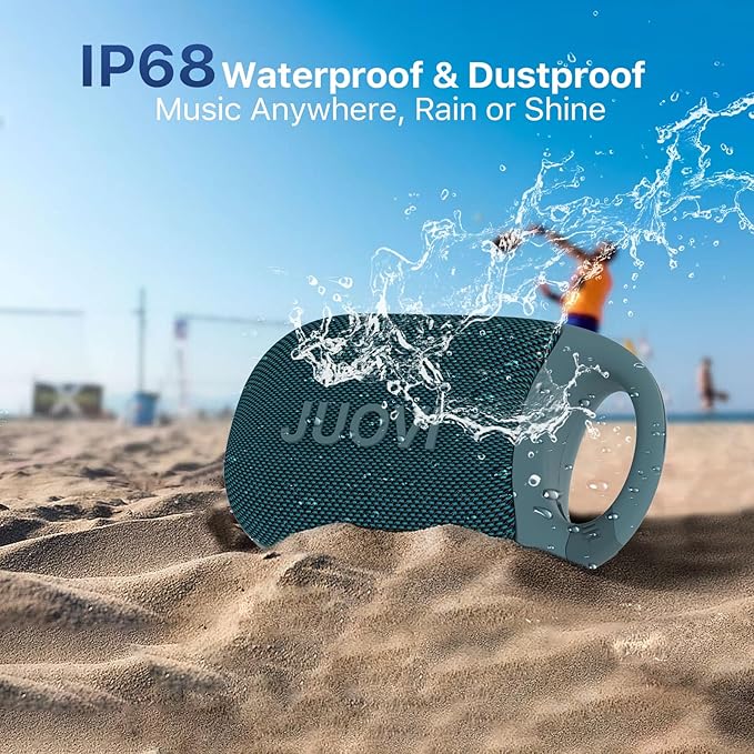 JUOVI Clip Wireless Portable Bluetooth Speaker, 24H Playtime Mini Shower Speaker IP68 Waterproof & Dustproof HD Sound Integrated Carabiner, for Home Outdoor and Travel