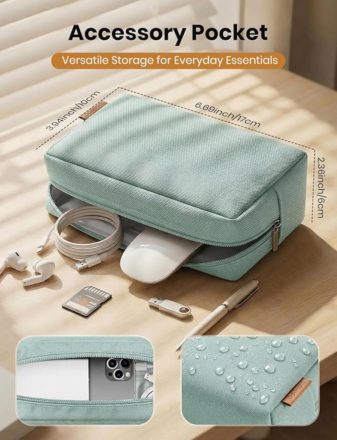 DOMISO Laptop Case Laptop Sleeve Cover for 14 inch Mac Book Pro M4/M3/M2/M1 Pro/Max, Compatible with 13.3 inch HP Dell ASUS Notebook, Water-Resistant Bag with Scalable Handle and Small Case,Mint Green