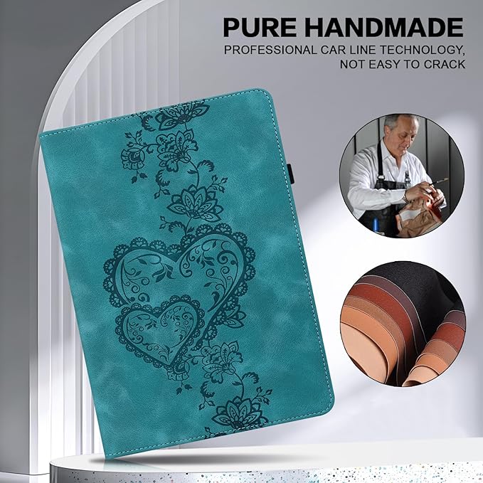 Case for iPad 6th / 5th Generation 9.7 Inch 2018/2017, iPad Air 2 Multi Angle Flip PU Leather Shockproof Case with Pencil Holder/Card Slots, Green