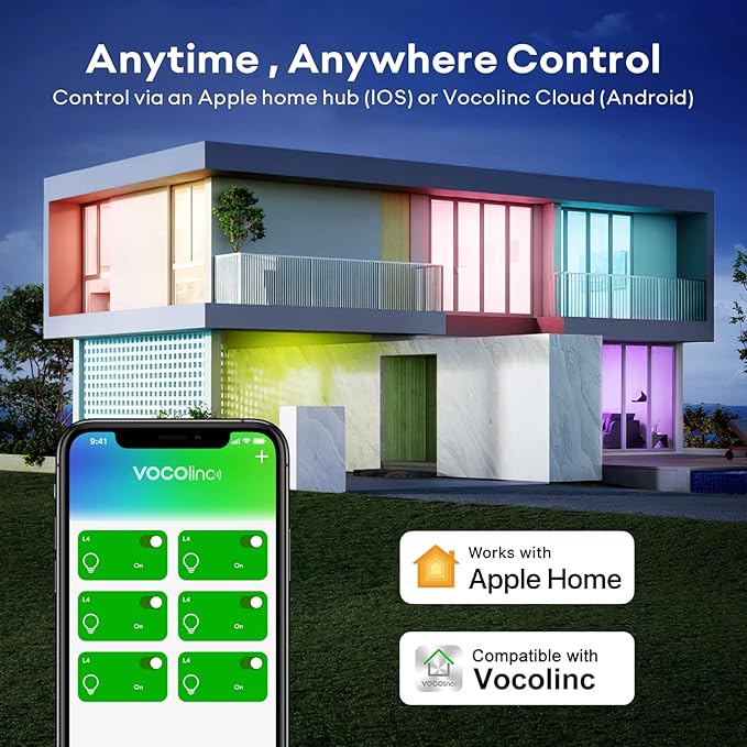 VOCOlinc Smart Light Bulb Works with Apple Homekit, Alexa, Google Home, Dimmable WiFi Smart Bulbs, 850 Lumens, E26 LED Smart Bulb 60 Watt Equivalent, A21, 2200K-7000K RGBW, 9.5W, 1 Pack