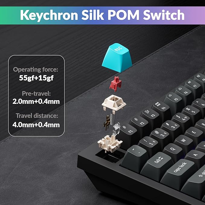 Keychron Q1 Ultra 8K 75% Wireless Mechanical Keyboard, Aluminum Hot-Swappable RGB, Red Switch, 82 Keys, 600h Battery Life, 2.4GHz/Bluetooth/Wired, ZMK Programmable, Mac Windows Linux – Black