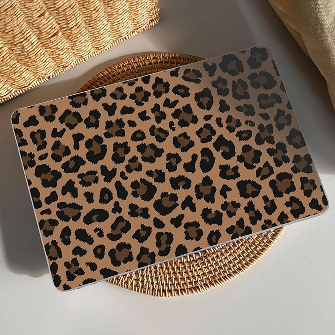 AKIT Compatible with MacBook Air 13 inch Case M5 2026 2025-2022 M4 M3 M2 A3449 A3240 A3113 A2681, Pattern Hard Shell Laptop Case+Screen Protector+Keyboard Cover for Mac Air 13.6 inch, Brown Leopard