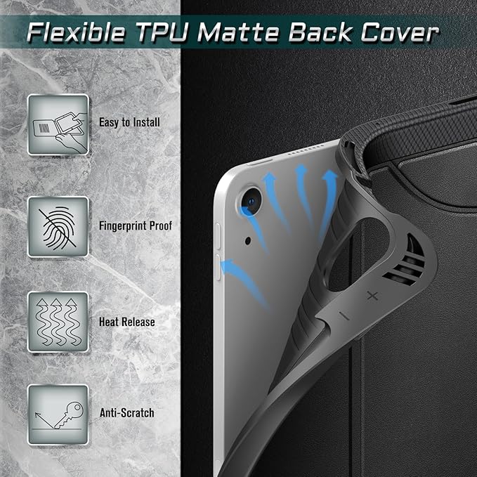 Fintie Magnetic Stand Case for iPad Air 11-inch M4/M3/M2 (2026/2025/2024), iPad Air 5th/4th Generation (2022/2020) 10.9 Inch - Multiple Angles Shockproof TPU Cover with Pencil Holder, Black