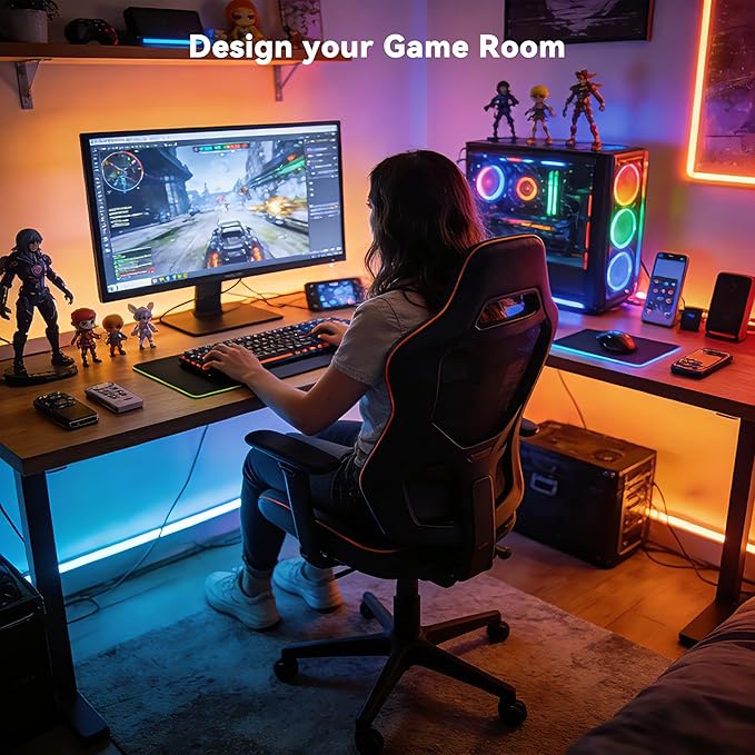 MIWISE RGB COB LED Strip Light, UL-Listed Music Sync Color Changing Dimmable Super Bright LED Lights, Multicolor Flexible Tape Light with RF Remote/App Control, for Bedroom, Party DIY Decor, 16.4ft