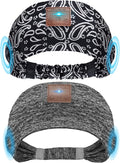2-Pack Sleeping Headphones, Headband Headphones with Ultra-Thin HD Stereo Speaker, Bluetooth Headband for Sports, Workouts, Insomnia, Yoga, Air Travel, Meditation - Gray&Pattern Black