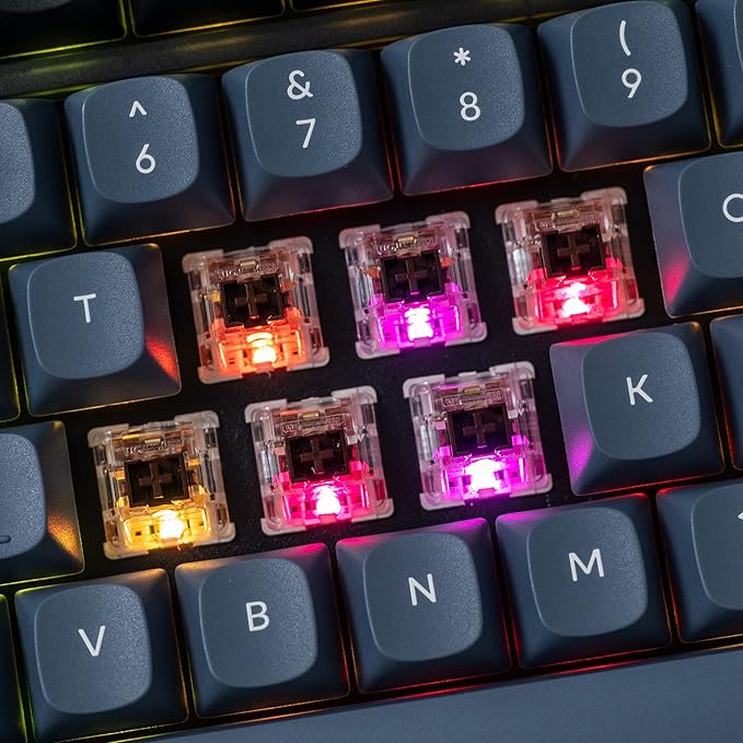 Keychron V1 Wired Custom Mechanical Keyboard Knob Version, 75% Layout QMK/VIA Programmable with Hot-swappable Keychron K Pro Brown Switch Compatible with Mac Windows Linux (Frosted Black-Translucent)