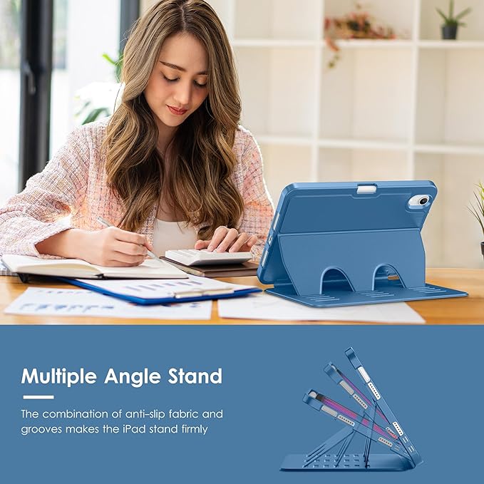 VIKESI Case for iPad mini 7 (A17 Pro) and iPad mini 6,Multiple Angles Magnetic Stand Cover,Shockproof Soft Back,Pencil Holder,and Auto Sleep/Wake,Navy Blue