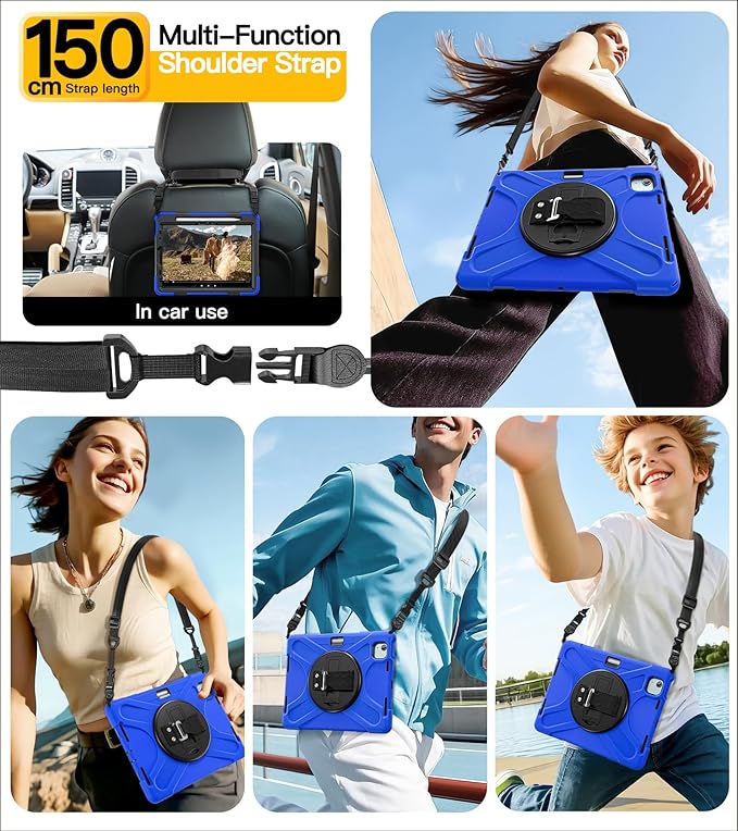 BRAECN Case for iPad Air 11 inch 2026(M4) 2025(M3) 2024(M2),iPad Pro 11 inch(4th/3rd/2nd/1st)& Air 10.9"(5th/4th) Protective with Pencil Holder Screen Protector 360°Rotating Stand Handle Full Body