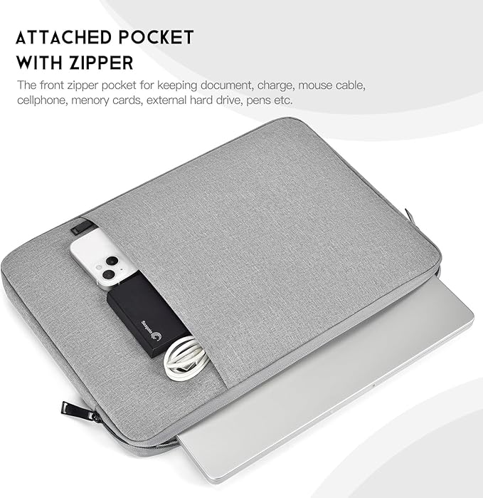 14 inch Laptop Sleeve Case for HP Lenovo Dell ASUS Acer Chromebook 14, HP Stream 14, Dell XPS 15, Inspiron 14, Lenovo ideapad 14, Asus Zenbook 14, Razer Blade 15 Water-Resistant Computer Bag -Grey