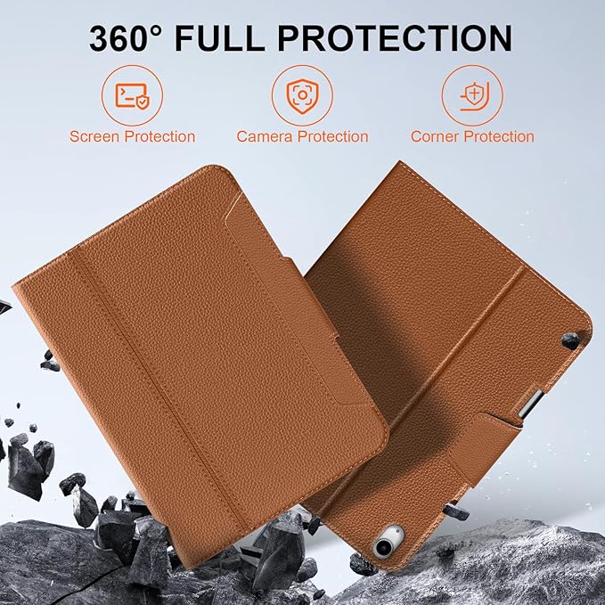 for iPad Air 13 inch Case 2024/2025/2026 M4/M3/M2 Model, Premium Smart Folio Cover with Auto Wake/Sleep, Apple Pencil 2 Holder, Multi-Angle Stand and Secure Buckle Closure (Brown)